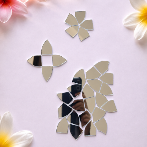 Mixed Petal Curve Shape Silver Mirror Set for Lippan Art & Floral Designs-Ex-42