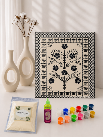 Premarked Floral Design MDF Wall Art Board with Mirror-664