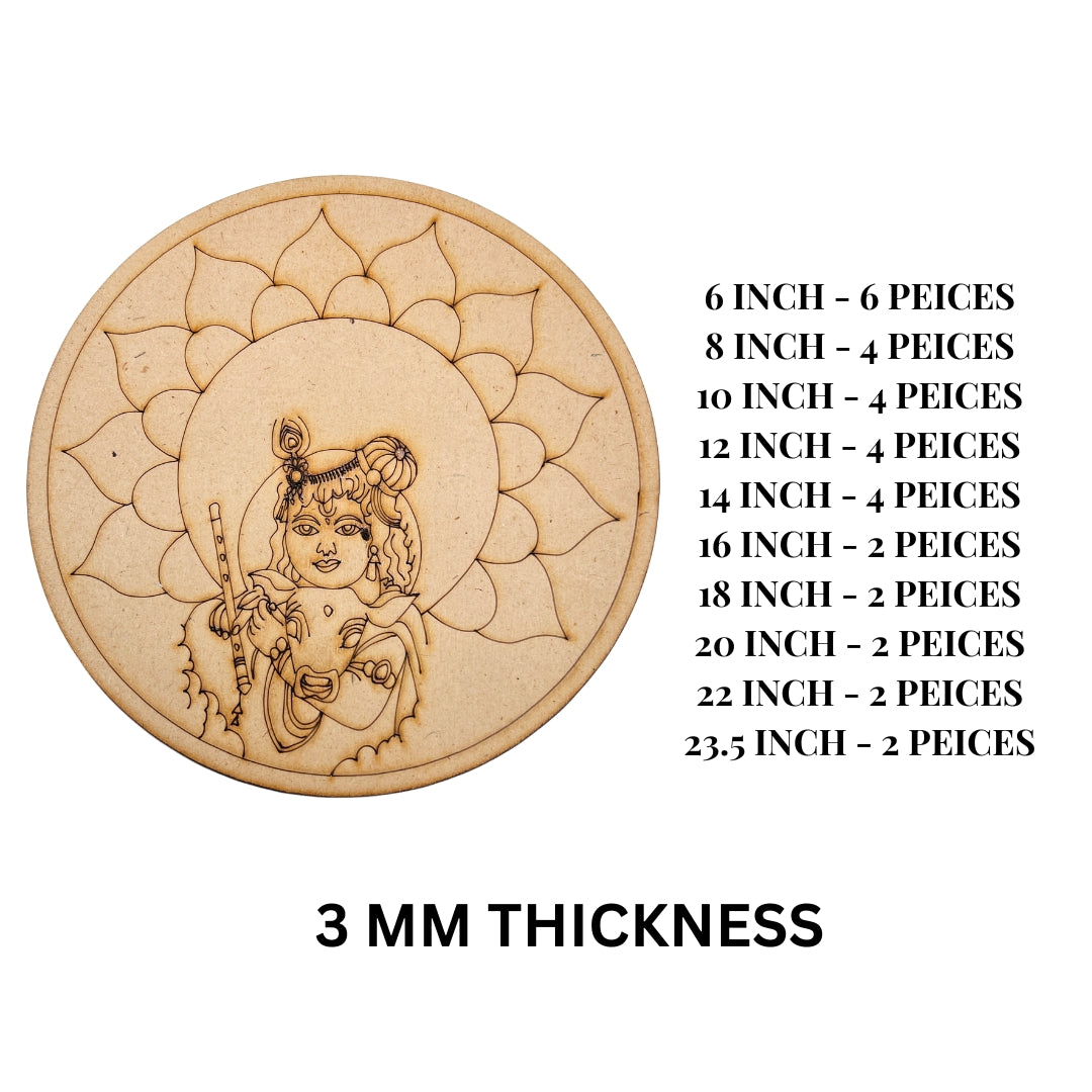 Premarked Round lord krishna shape MDF-362