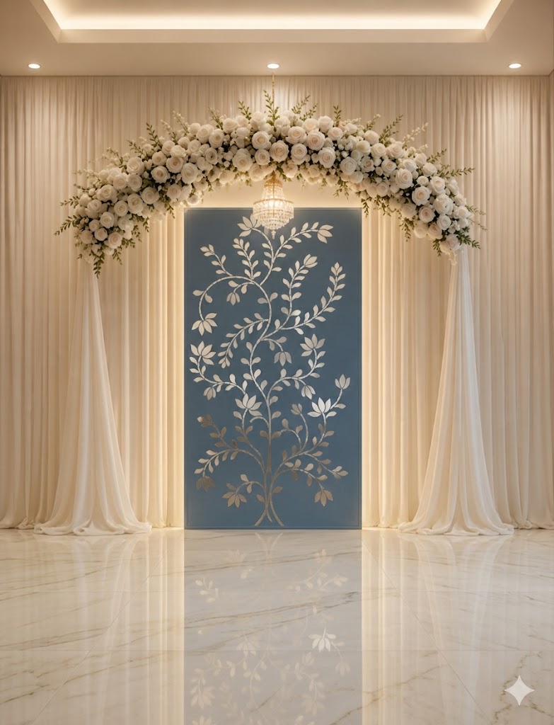 Premium MDF Mirror Wedding Backdrop Panel for Event & Stage Decoration-1387