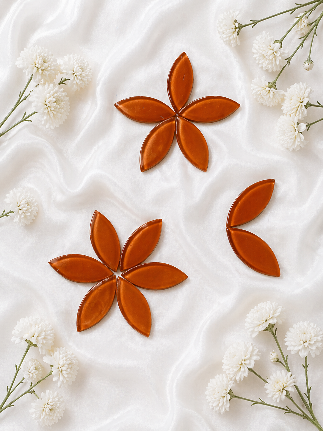 Orange Mosaic Glass Tiles Leaf Shape-737