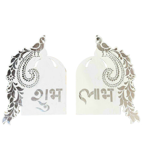 Shubh Labh Peacock MDF Wall Hanging with Mirror Work-727