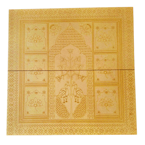 Royal Peacock MDF wall panel with detailed floral and traditional pre-marked design for Lippan art, mirror work, and DIY home décor craft.