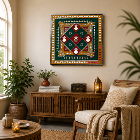 Premarked MDF Board – Kalash & Floral Traditional Design for Lippan Art-767