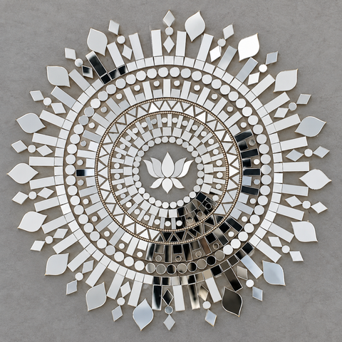 Ready-Made Round  Mirror Design on Transparent Sheet Rangoli  ST-46