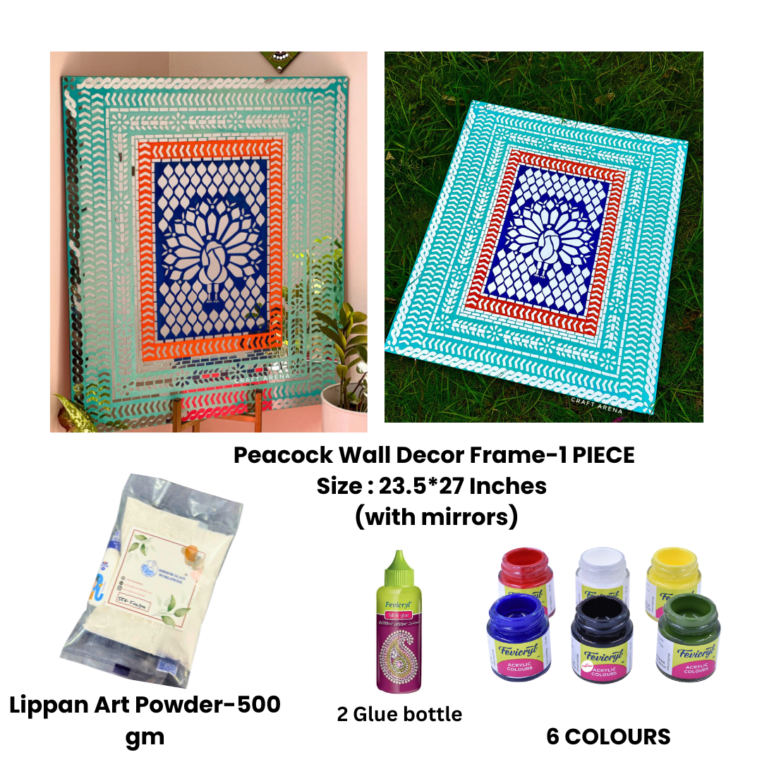 Decorative peacock Wall Decor Frame mdf (with mirrors)-458 Mosaic kit-1619