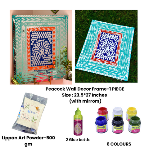 Decorative peacock Wall Decor Frame mdf (with mirrors)-458 Mosaic kit-1619