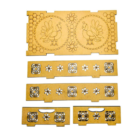 Premarked Peacock Design MDF Tray with Mirror Work-628