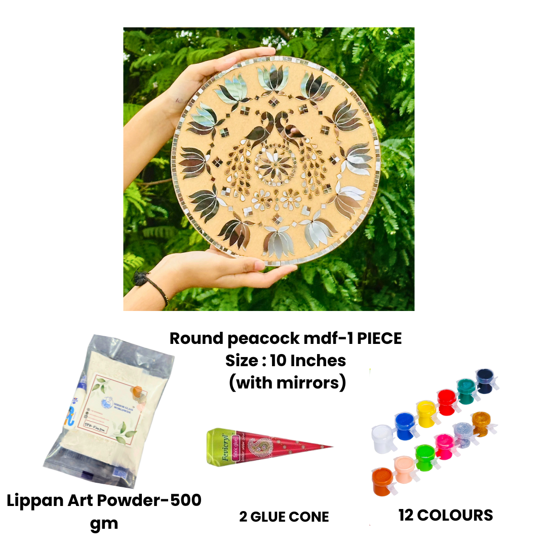 Decorative peacock Round mdf (with mirrors)-461 Mosaic kit-1618