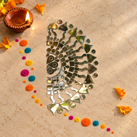 Ready-Made Floral Mirror Rangoli Décor Piece ST-72