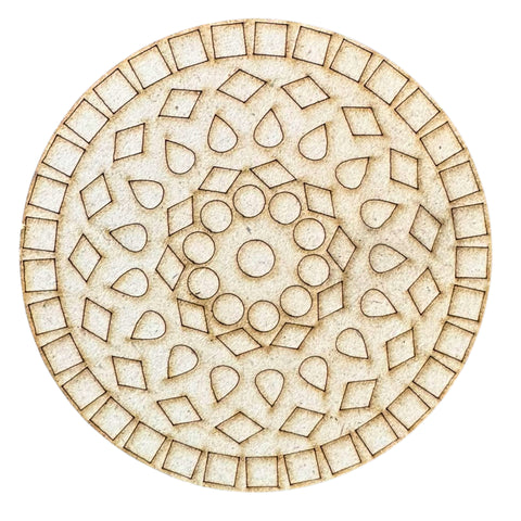 Geometric Mandala Tea Coaster MDF Base Mirror Work-788