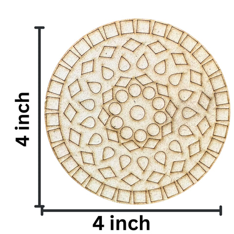 Geometric Mandala Tea Coaster MDF Base Mirror Work-788