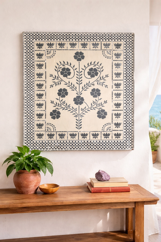 Premarked Floral Design MDF Wall Art Board With Mirror-637