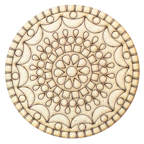 Floral Mandala MDF Tea Coaster Mirror Work-786