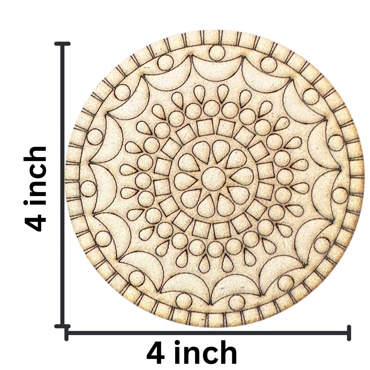 Floral Mandala MDF Tea Coaster Mirror Work-786