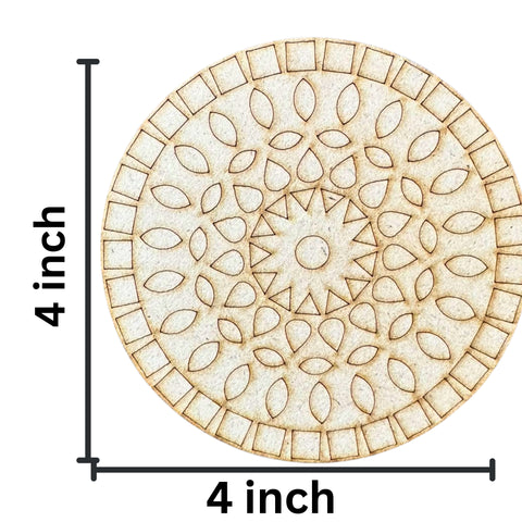 Mandala Pattern MDF Tea Coaster  Mirror Work-787