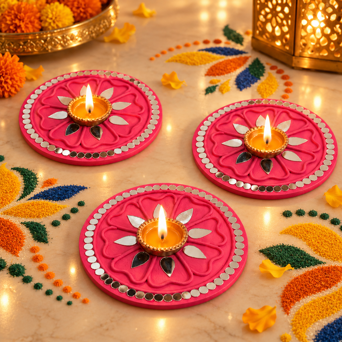 Ready-Made Round Mirror Décor Piece (Ready Piece)- BAPS-111