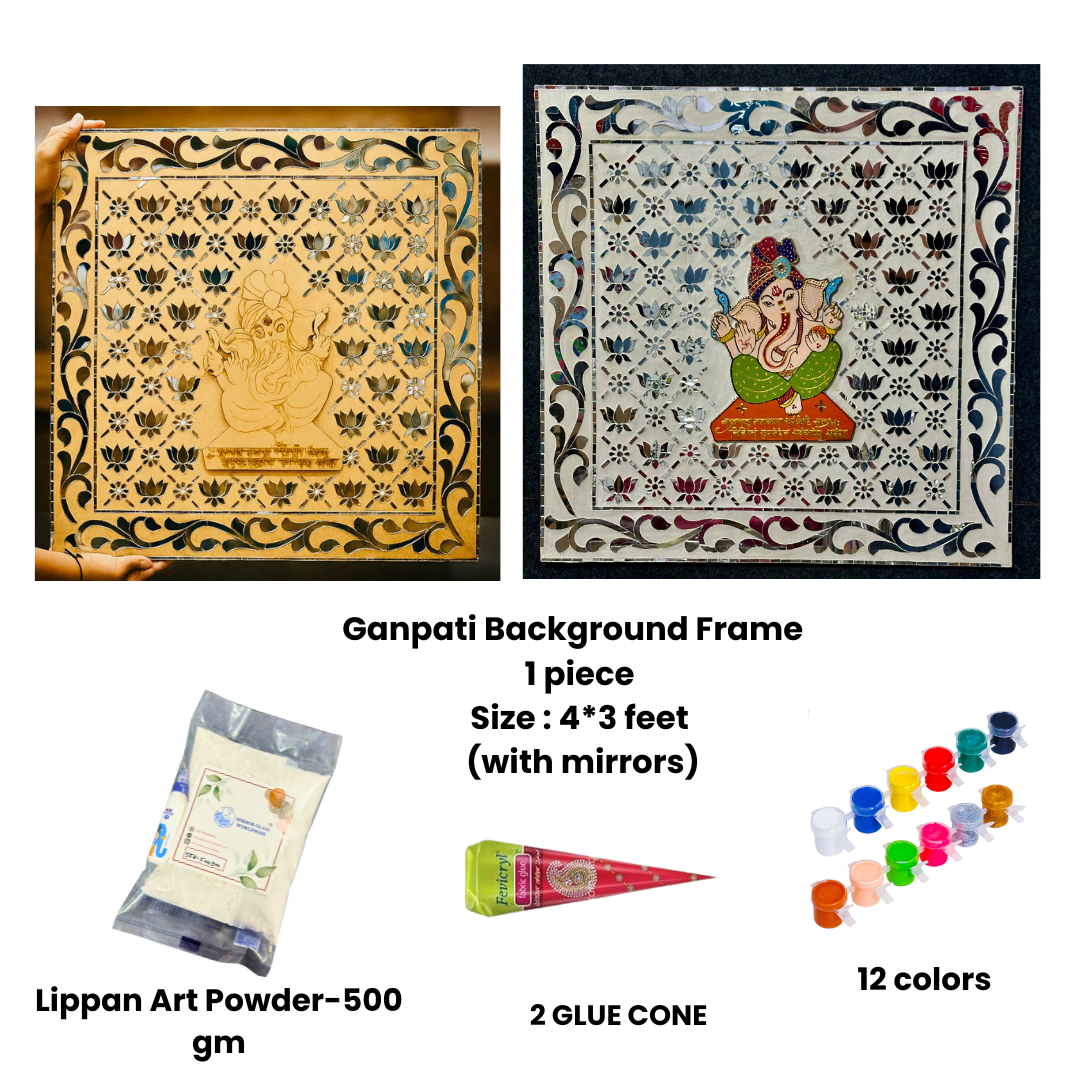 Ganpati Background Frame (with mirrors)-480 Mosaic kit-1603