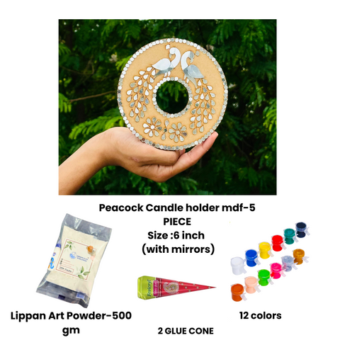 Peacock Candle holder (with mirrors)-484 Mosaic kit-1613