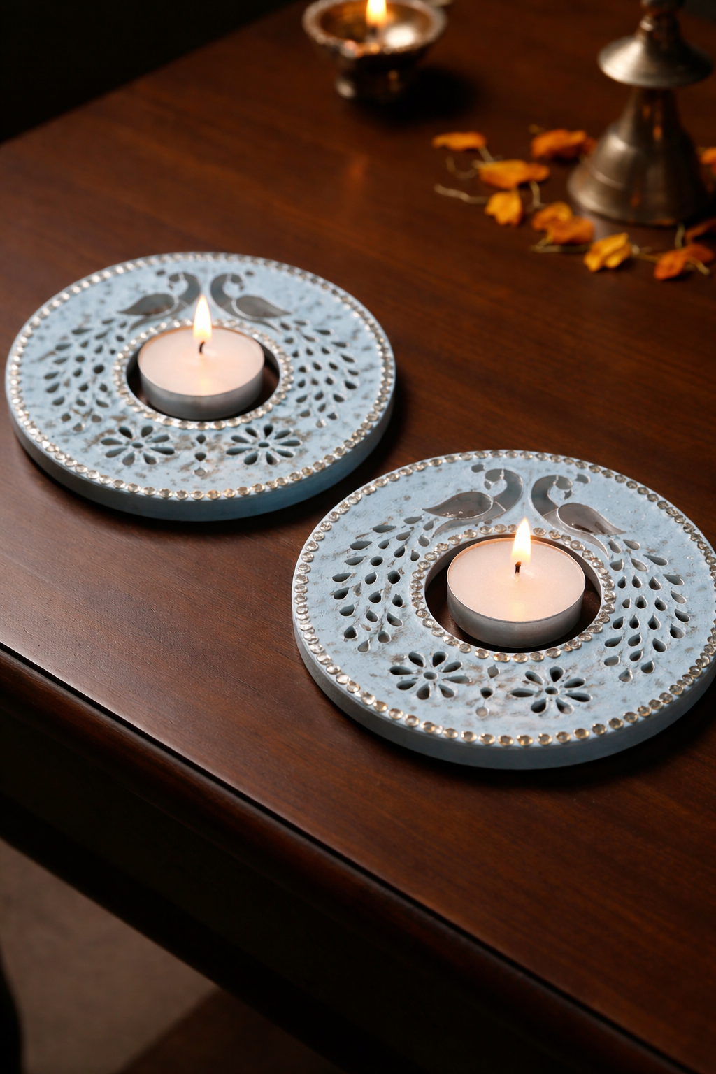 Peacock Candle holder (with mirrors)-484