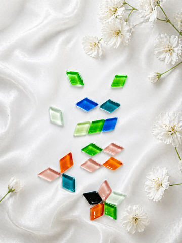 Mix Color Small Size Glossy Diamond Shape Glass Mosaic Tiles-699