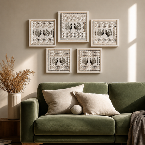 Peacock Border Premarked MDF Frame Board for Lippan Art-762