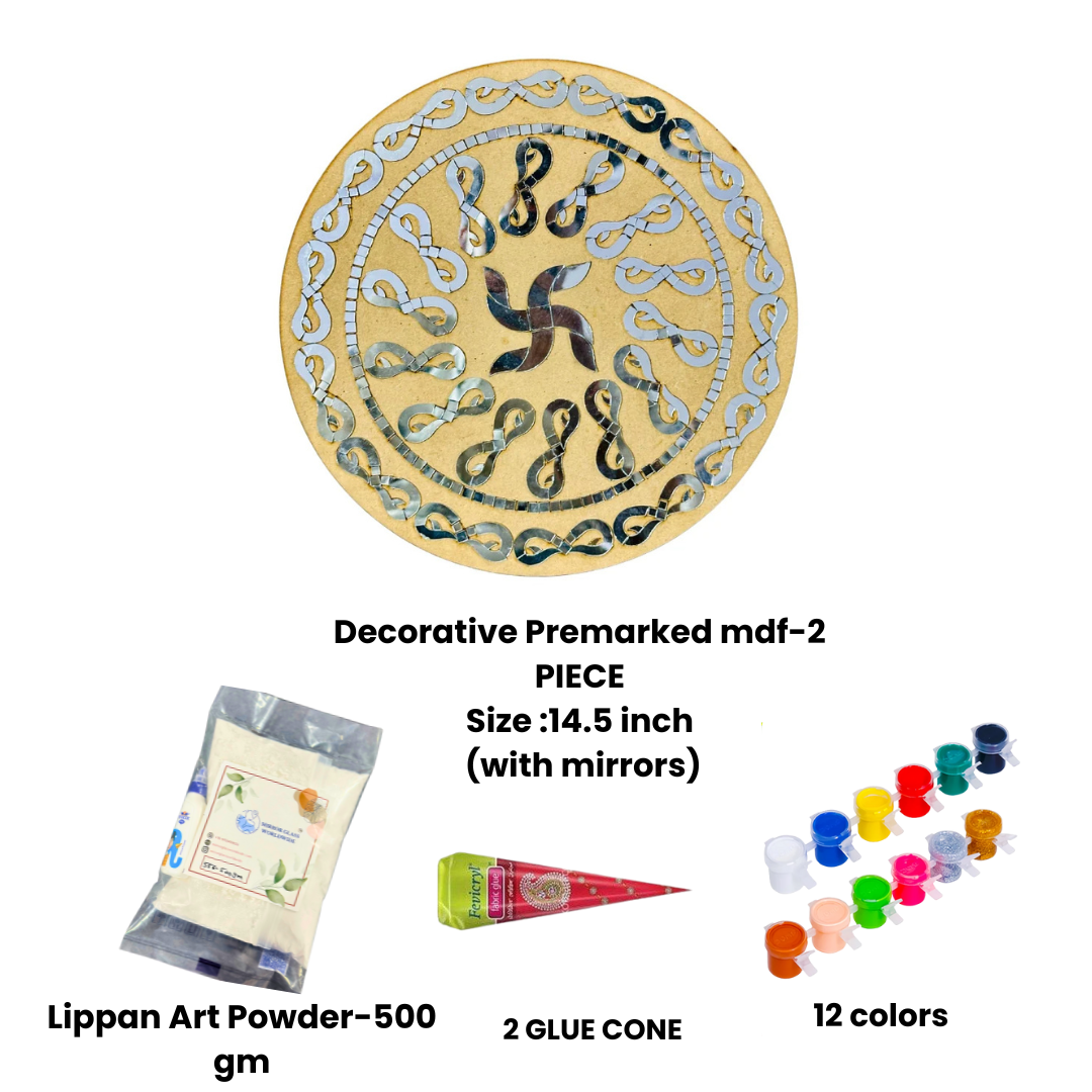 Decorative Premarked round mdf  (with mirrors)-497Mosaic kit-1615