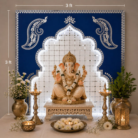Peacock Jharokha Design MDF with Mirror for Lippan Art & Wall Décor - 839