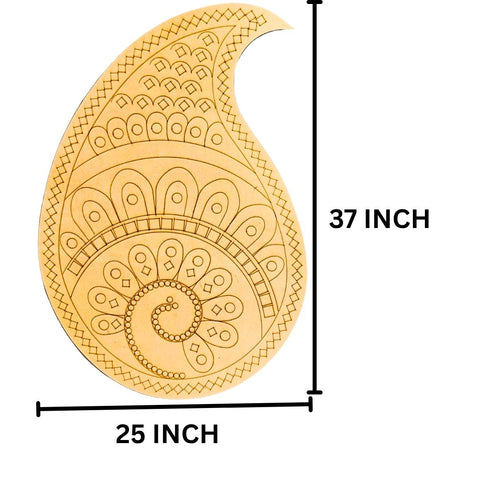 Paisley Shape Premarked MDF Board with Mirror for Lippan Art & Mirror Work-811