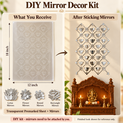 Pre-Marked Transparent Sheet with Matching Mirror Patches for DIY Mirror Art-1805
