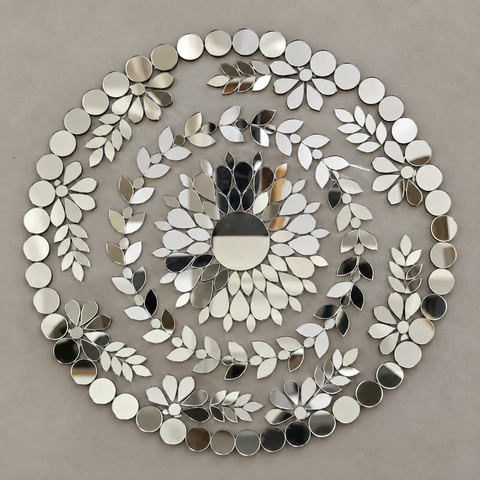 Premium Floral Mirror Rangoli Ready Piece for Home Décor ST-73