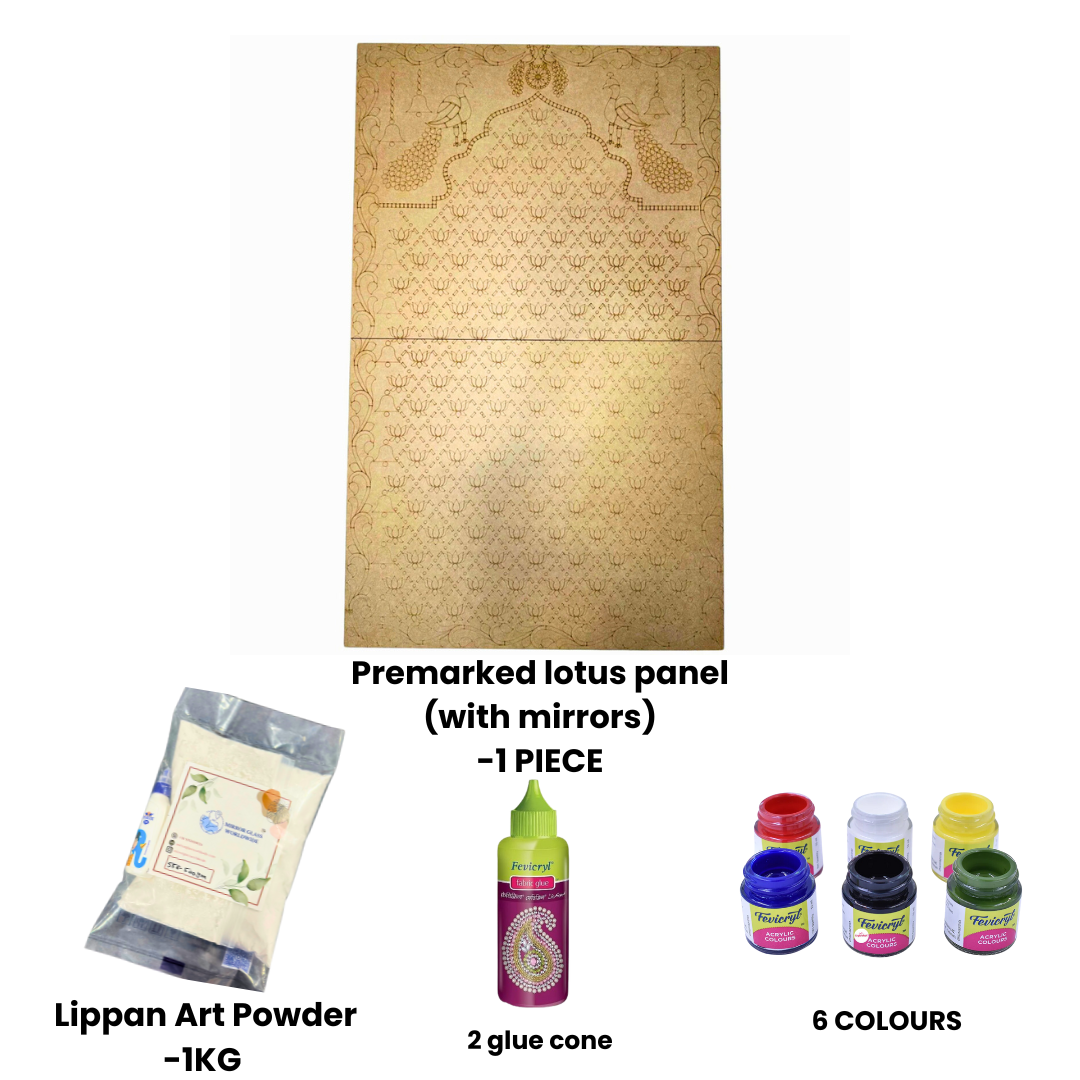 Premarked lotus panel with mirrors  (with mirrors)-524 Mosaic kit-1637