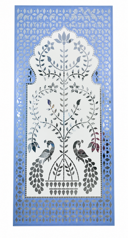 Royal Peacock Floral Event Panel Backdrop  – Wedding Decoration(Only Mirror & Stencil) -1462