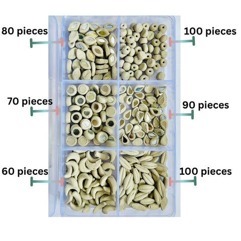 6 Mixed Shape Clay Beads Kit for Lippan Art, Mirror Work & DIY Craft Projects-805