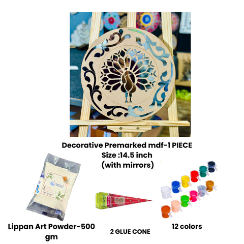 Decorative Premarked  Peacock mdf  (with mirrors)-555 Mosaic kit-1614