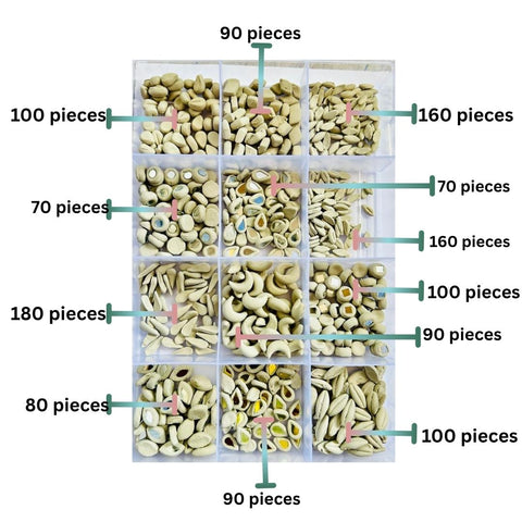 12 Shape Clay Beads Kit for Lippan Art, Mirror Work & DIY Crafts-806