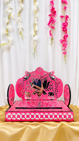 Peacock Lotus Mirror Work Singhasan (Ready Piece)9*6*9 inch - BAPS-54