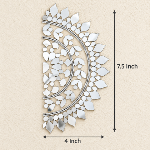 Ready Made Half Round Mirror Decorative Patch on Transparent Sheet – Floral Glass Mirror Design for Wall & Home Decor St-106