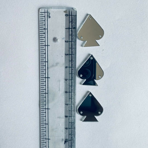 Silver & golden Acrylic Spade shape Mirror for Fabric Embroidery & ( with holes )  A-223