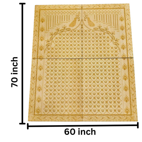 Premarked MDF Peacock & Lotus Backdrop Panel for Ganpati Decoration, Lippan Art & Event Decor-796