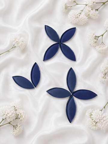Glossy Dark Purple Mosaic Tiles Leaf Shape-735