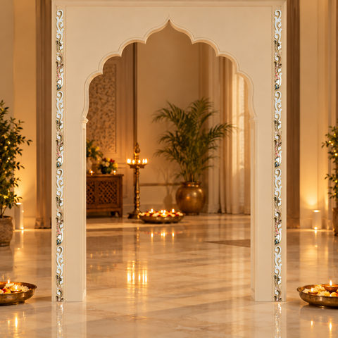 Ready to Use Mirror Lace Border on Transparent Sheet – Decorative Door & Wall Mirror Patch ST-94