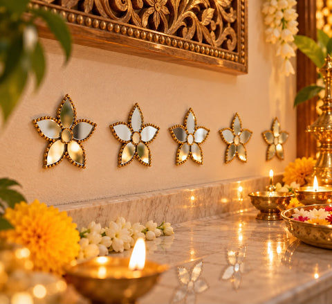 Flower Shape Mirror Ready Piece for Lippan Art, MDF & DIY Decoration ST-66