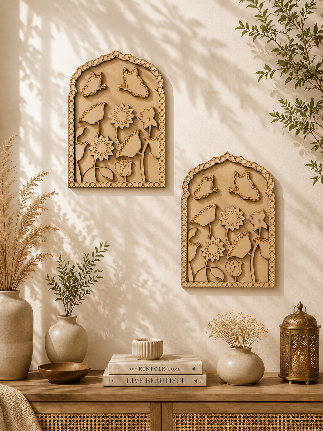 Lotus Butterfly Jharokha MDF Base for Lippan Art-624
