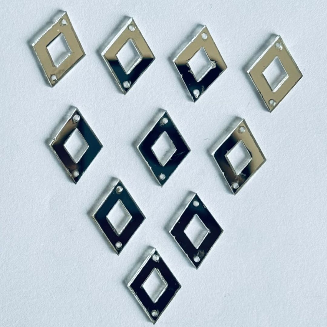 Silver & golden Acrylic Open Diamond Mirror for Fabric Embroidery (with holes ) A-204