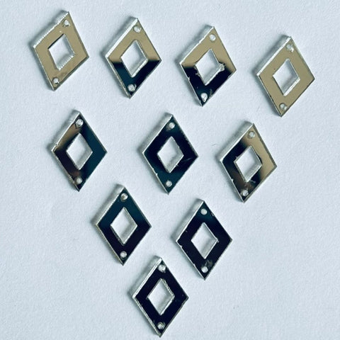 Silver & golden Acrylic Open Diamond Mirror for Fabric Embroidery (with holes ) A-204