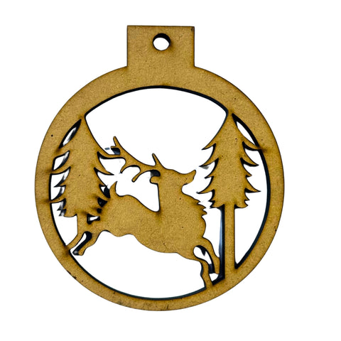 MDF Reindeer with Trees Hanging Craft Ornament-642
