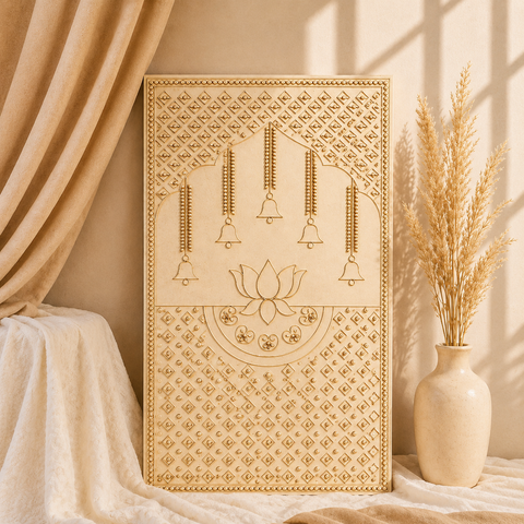 Premarked MDF Board – Lotus & Hanging Bell Design for Lippan Art-768
