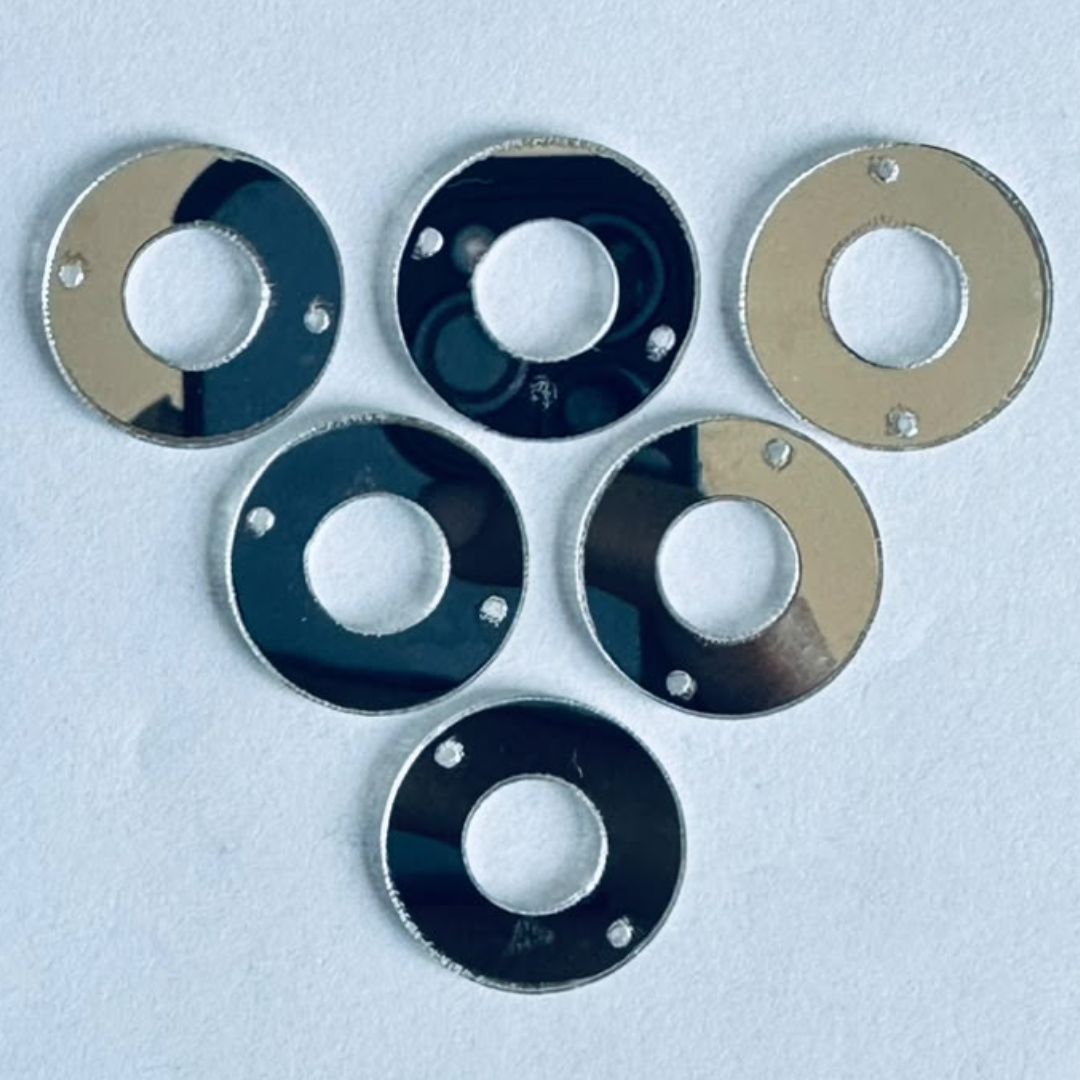 Silver & golden Acrylic Round Ring Mirror for Fabric Embroidery,( with holes ) A-207