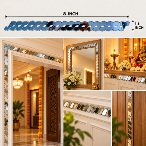 Decorative Mirror Lace Border Strip for DIY Art, Wall & Home Decor – Gold, Silver & Without Border Options-ST-50